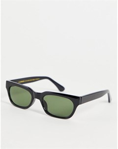 Узкие прямоугольные солнцезащитные очки унисекс в черной оправе в стиле ретро Bror A.kjaerbede