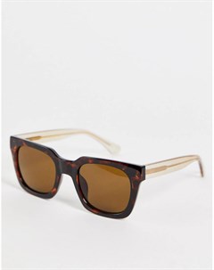 Квадратные солнцезащитные очки унисекс в стиле 70 х в темно коричневой леопардовой оправе Nancy A.kjaerbede