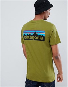 Зеленая футболка из органического хлопка с логотипом P 6 Patagonia