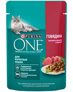 Для взрослых кошек с говядиной и морковью 75 гр х 26 шт Purina one