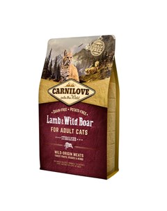 Carnilove Lamb Wild Boar for Adult Cats Sterilised Сухой корм для кастрированных котов ягненок и дик Brit*