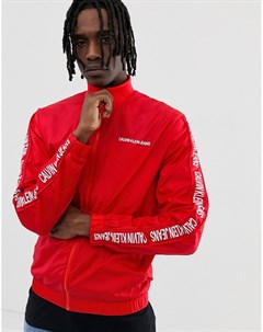 Красная спортивная куртка из нейлона с логотипом Calvin klein jeans