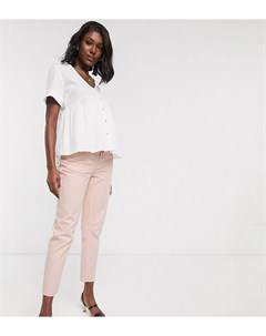 Розовые джинсы в винтажном стиле со вставкой на животе ASOS DESIGN Maternity Asos maternity