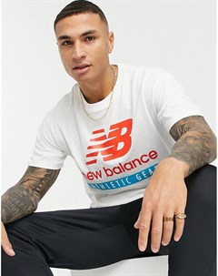 Белая футболка с фирменным логотипом New balance