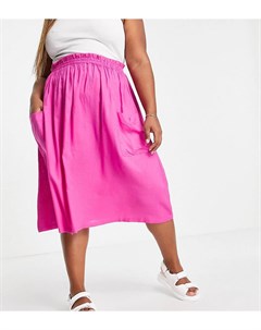 Розовая юбка миди с карманами ASOS DESIGN Curve Asos curve