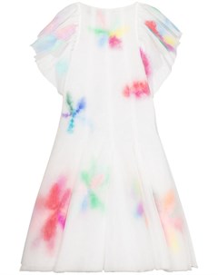 Многослойное платье миди из органзы с перьями Susan fang