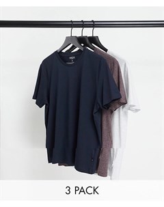 Набор из 3 футболок цвета морозный меланж темно синего и бордового цвета Burton menswear