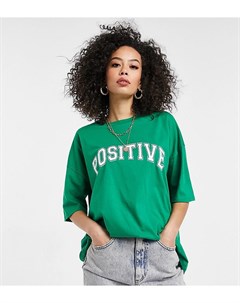 Зеленая футболка в стиле oversized с принтом Positive ASOS DESIGN Tall Asos tall