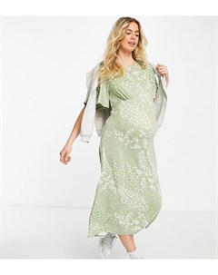 Зеленое платье миди в цветочек New look maternity