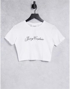 Белая короткая футболка с логотипом Juicy couture