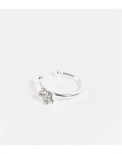 Серебряное кольцо обманка для носа с цветком из страз Asos design
