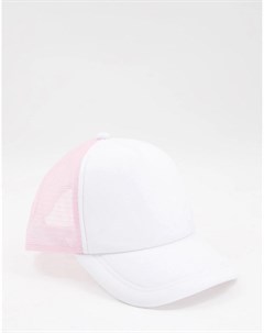 Белая с розовым кепка Asos design