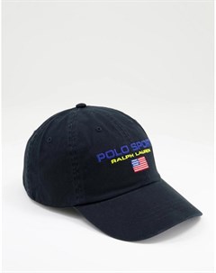Черная капсульная кепка с ретро логотипом в виде флага Sport Polo ralph lauren