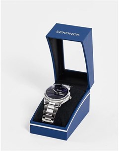 Часы браслет в стиле унисекс с синим циферблатом Sekonda