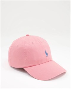 Бейсболка из саржи розового цвета с фирменным логотипом Polo ralph lauren
