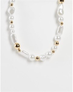 Ожерелье из искусственного жемчуга с золотистыми бусинами Asos design
