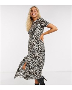 Чайное платье миди с леопардовым принтом и пуговицами ASOS DESIGN Maternity Asos maternity