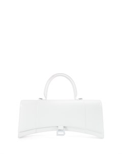 Белая кожаная сумка Hourglass Stretched Balenciaga