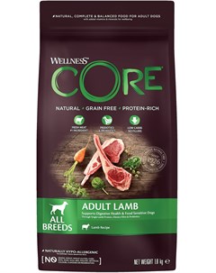 Lamb Dog Adult беззерновой для взрослых собак всех пород с ягненком и яблоком 1 8 1 8 кг Wellness core