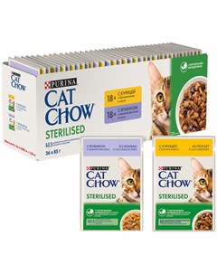 Sterilised набор паучей для взрослых кастрированных котов и стерилизованных кошек с курицей и ягненк Cat chow