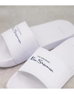 Белые шлепанцы для широкой стопы с логотипом Ben sherman