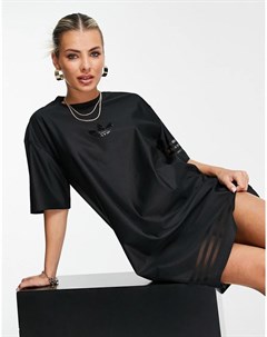 Черное платье футболка с логотипом и сетчатыми полосками Bellista Adidas originals