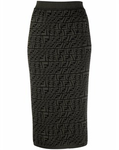 Трикотажная юбка карандаш с логотипом FF Fendi