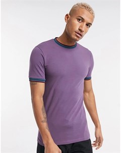 Фиолетовая футболка скинни с контрастным кантом Asos design