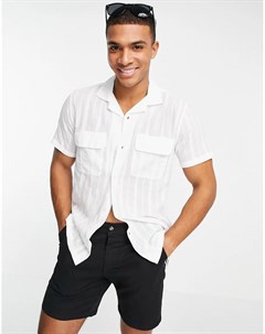 Белая рубашка из добби с двумя карманами Abercrombie & fitch