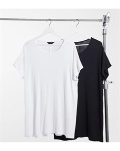 Набор из 2 футболок черного и белого цвета Yours