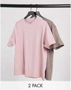 Набор из 2 oversized футболок лилового и пыльно коричневого цветов Another influence