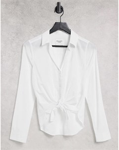 Белая хлопковая рубашка свободного кроя Abercrombie & fitch