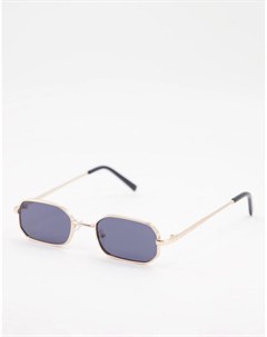 Маленькие солнцезащитные очки в металлической прямоугольной оправе золотистого цвета New look