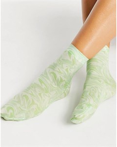 Зеленые носки с принтом завитков Asos design