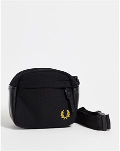 Черная сумка через плечо из пике с логотипом Fred perry