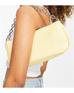 Эксклюзивная лимонно желтая сумка на плечо с крокодиловым узором в стиле 90 х London My accessories