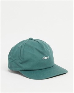 Зеленая бейсболка с вышитым маленькими буквами логотипом Obey