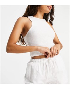 Пижамные шорты белого цвета из легкой жатой ткани Petite Выбирай и Комбинируй Loungeable