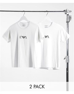 2 белые футболки в стиле casual с логотипом Emporio Armani Emporio armani bodywear