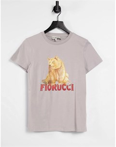 Серая свободная футболка с принтом медведя Fiorucci