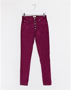 Фиолетовые бархатные джинсы с завышенной талией и пуговицами Alice & olivia