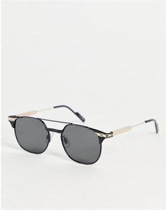 Солнцезащитные очки авиаторы в стиле унисекс из комбинированных металлов черного цвета с золотистыми Spitfire