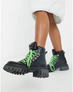 Черные ботинки из искусственной кожи на массивной подошве Ephemeris Koi footwear