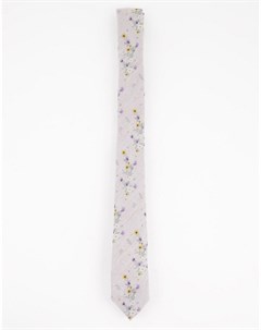 Узкий галстук цвета экрю с цветочным принтом Asos design