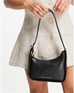 Черная изогнутая сумка на плечо в стиле 90 х с толстым ремешком French connection