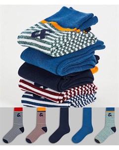 5 пар разноцветных носков в полоску и с логотипом нескольких цветов Jack & jones