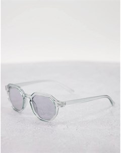 Круглые солнцезащитные очки в прозрачной оправе серого цвета со слегка дымчатыми стеклами Asos design