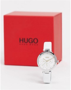 Женские белые часы с кожаным ремешком Hugo