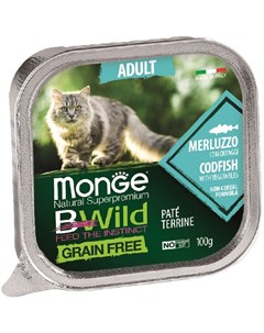 Корм для кошек BWild Grain Free треска с овощами 100 г Monge