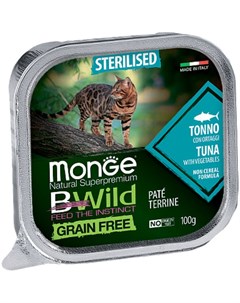 Корм для кошек BWild Grain Free для стерилизованных тунец с овощами 100 г Monge